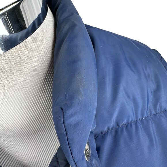 Vintage Woolrich Down Puffer Vest Womens Medium Blue Snap Button Pockets Casual - Picture 9 of 11